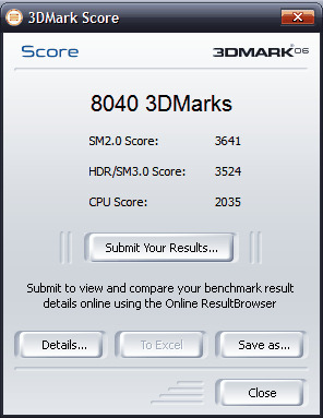 3DMark06 výsledek