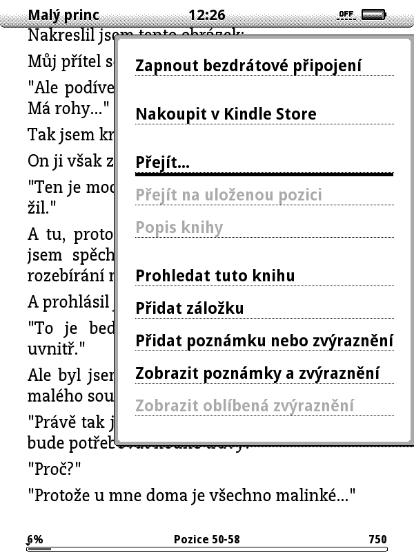 Kindle 3 plně česky