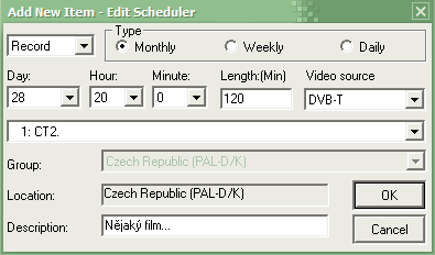 Aver DVB-T scheduler