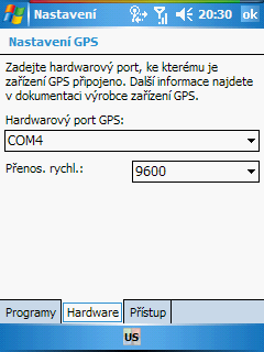 GPS hardwarový COM port