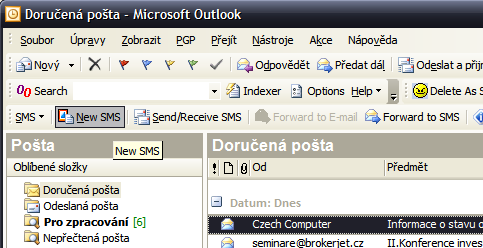 Posílání SMS z Outlooku