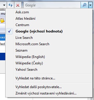 vyhledávače v IE7