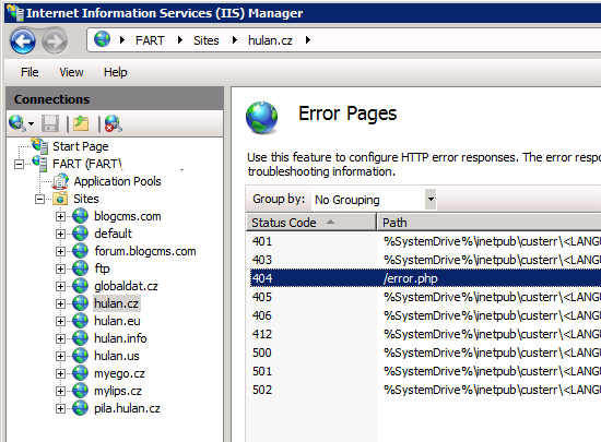 Custom Error Pages na IIS7