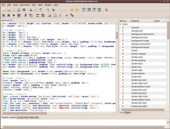 editace CSS Ubuntu