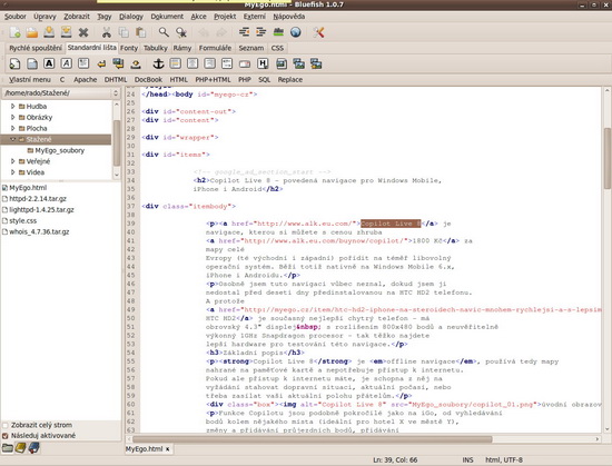 editace HTML Ubuntu